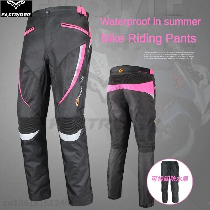 Lady Motorcycle Riding Pants Slim Fit Breathable Reflective Fall Resistant Women Pants with Insert Kneepads and Waterproof Liner