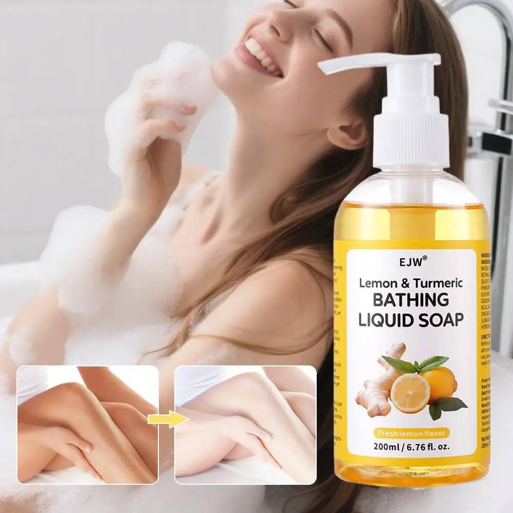 

200ml Lemon Turmeric Kojic Acid Liquid Soap - Gentle Skin Brightening, Exfoliating, Nourishing with Cleanser and Turmeric D9M9
