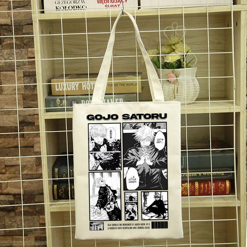 Jujutsu Kaisen Gojo Satoru Room Anime Simple Women Package Elegant Canvas Bag Handbags Casual Shopping Girls Handbag