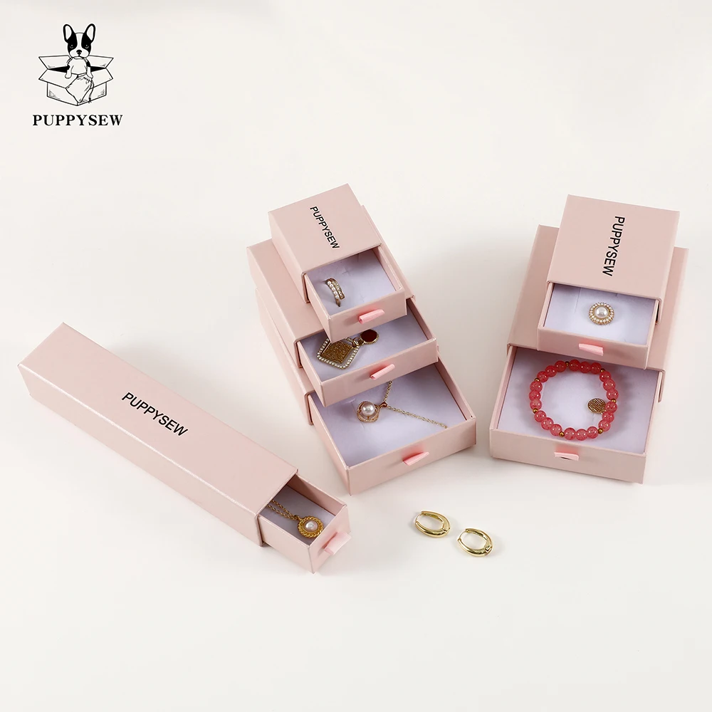 50-500pcs Custom Logo High-end Jewelry Packaging Box Drawer Box Bracelet Pendant Ring Box Small Jewelry Box With Logo Wholesale