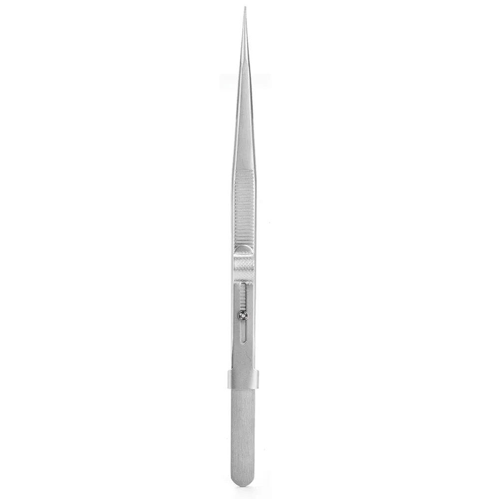 Professional With Lock Stainless Steel Tweezers Straight Design Non-slip Grip Jewelry Tweezers DIY Jewelry Tool Gem Handling
