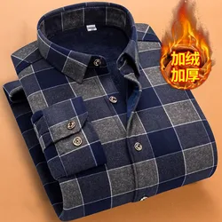 Autumn Winter New Casual Men's Fashion Long Sleeve Plaid Shirt Thick Warm Men's Casual High Quality Soft Large Size Shirt NS5825