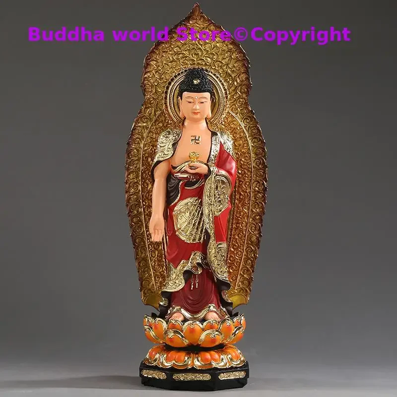 A set 3PCS Large Asia Temple HOME efficacious blessing Western Trinity three saints buddhas Amitabha Avalokitesvara SHIZHI PUSA