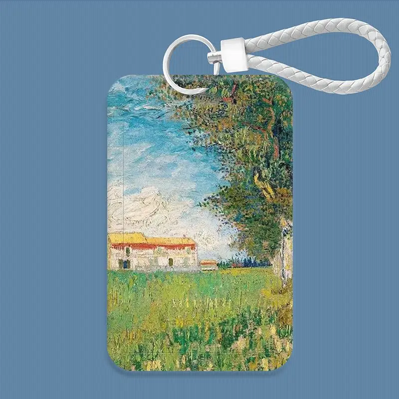 Oil Painting Landscape Print Creative Design Bank Business Work Card Holder Men Credential Holders Bus Card Small Gift Keychain