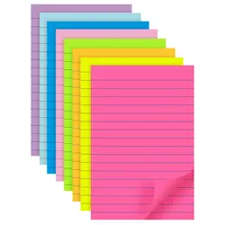 8 Colors Self Sticky Notes Pad Its, Bright Post Stickies Colorful Big Rectangular Sticky Notes for Office, Home, School, Meeting