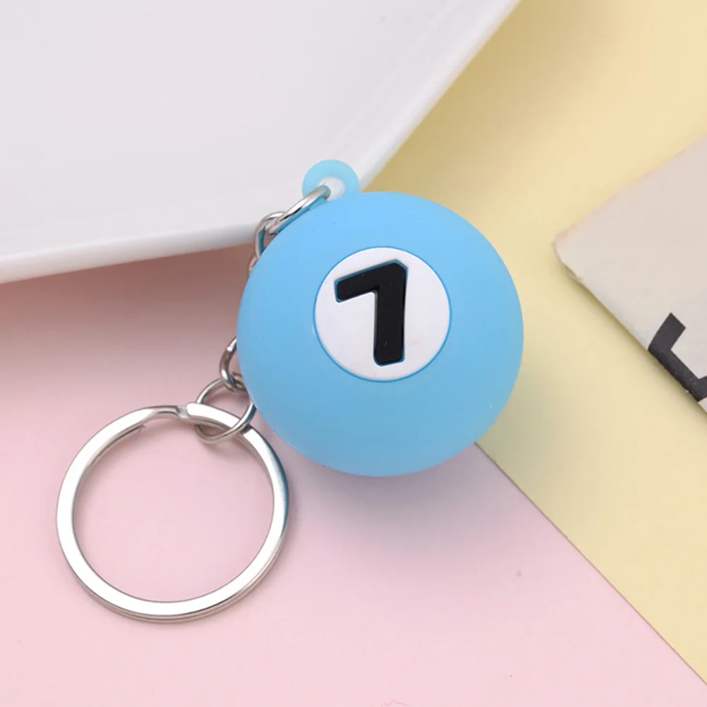 

7 Pcs Billiards Keychain Metal Hanging Decorative Sports Key Rings Pool Ball Pendants Small Gifts School Awards Kids Stickers