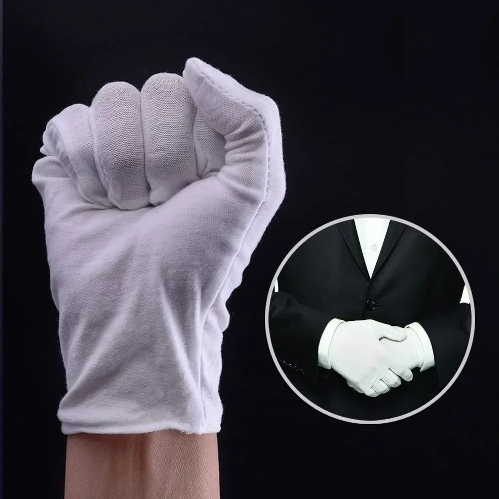 White Cotton Work Gloves for Dry Hands Handling Film SPA Gloves Ceremonial High Stretch Gloves Household Cleaning Tools