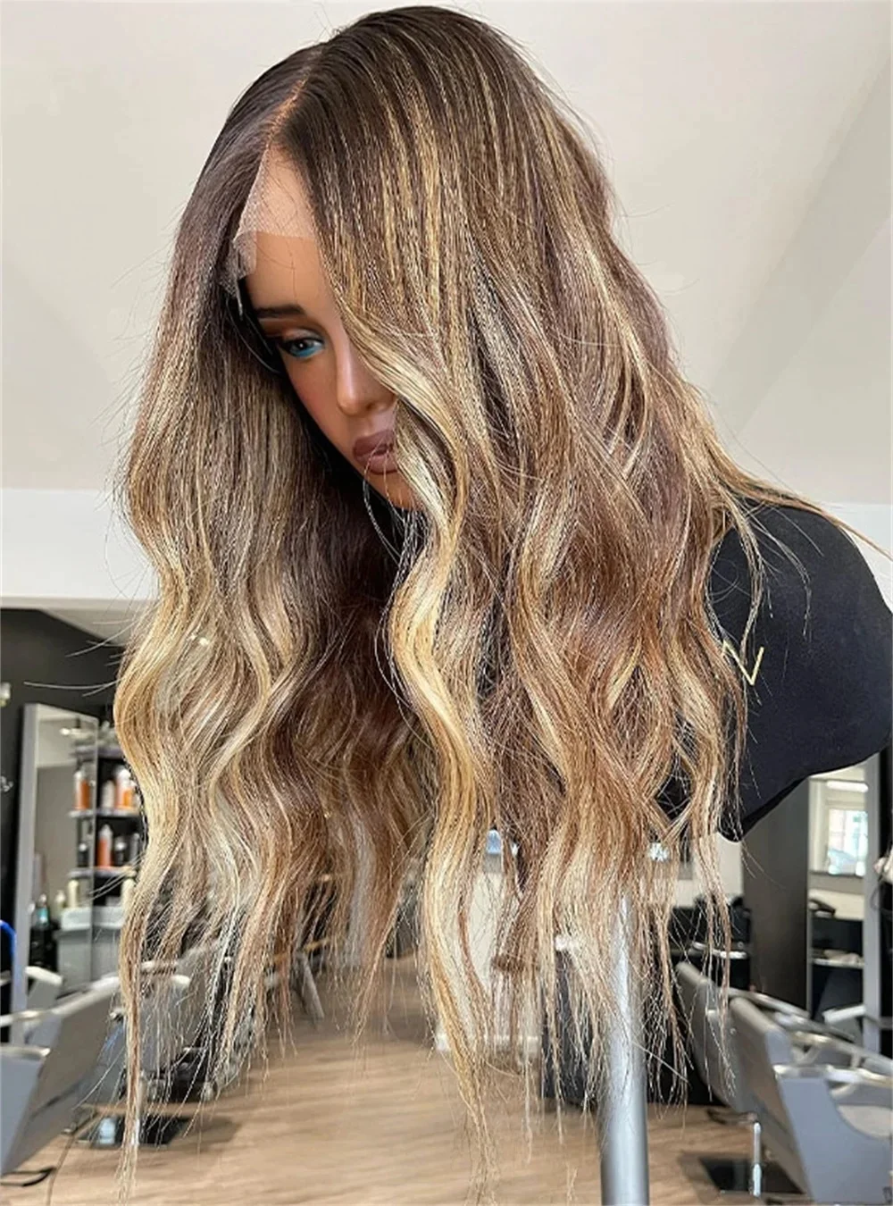 

Длинный мягкий коричневый парик из натуральных еврейских человеческих волос с волнистыми прядями, без клея, с шелковой основой 5x5, с HD-кружевом, европейские волосы, с эффектом натуральной линии роста волос, с детской прядью, предварительно проработанный