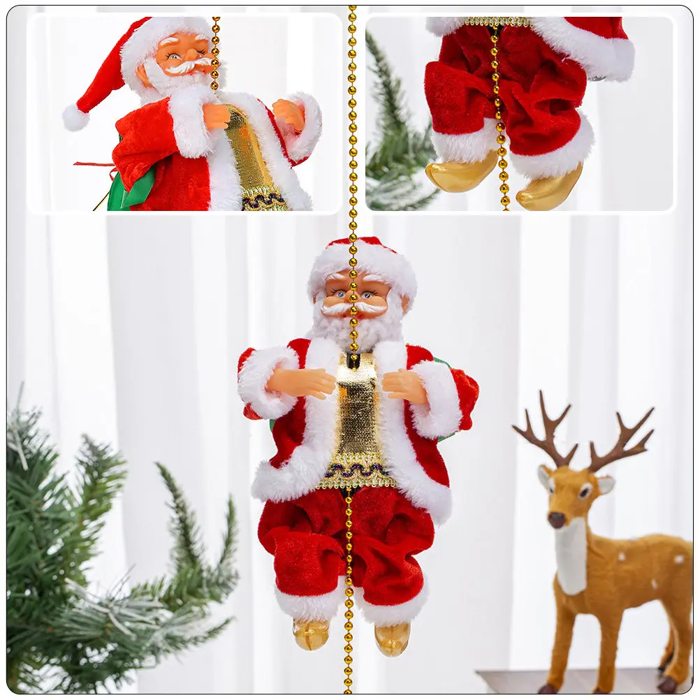 

Электрический Санта-Клаус, карабкающийся по гирлянде, музыкальный праздничный декор для рождественской вечеринки, дома, офиса, витрины, рождественский подарок, развлечение для детей