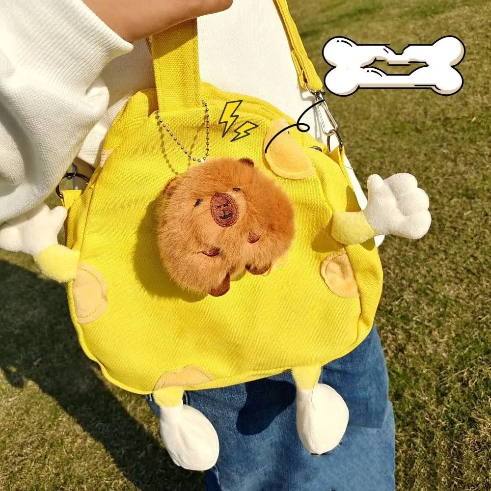 Kawaii Cartoon Capybara Plush Keychain Soft Stuffed Toys Capybara Pendant Schoolbag Accessories Mini Capybara Backpack Decor