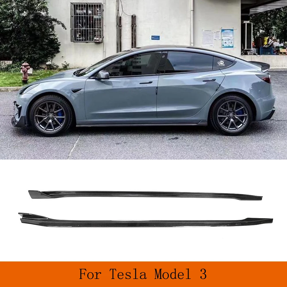 

Car Carbon Fiber Side Bumper Extension Skirt for Tesla Model 3 Sedan 4 Door 2017-2022 Side Skirts Door Bumper Lip Protector