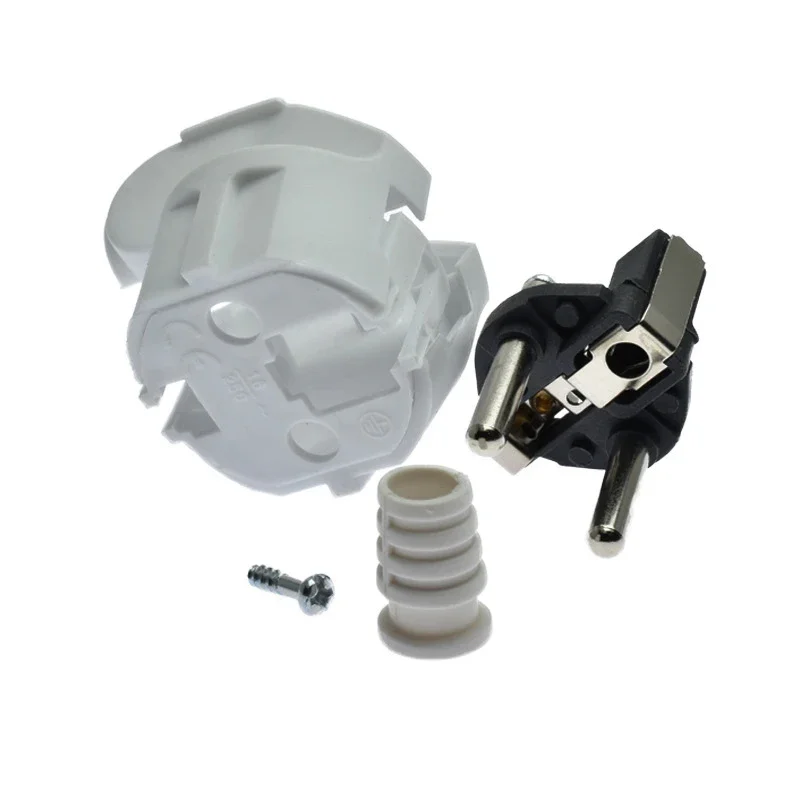 1pcs EU Plug Adapter 16A Male Replacement Outlets Rewireable Schuko Electeic Socket Euro Connector For Power Extension Cable