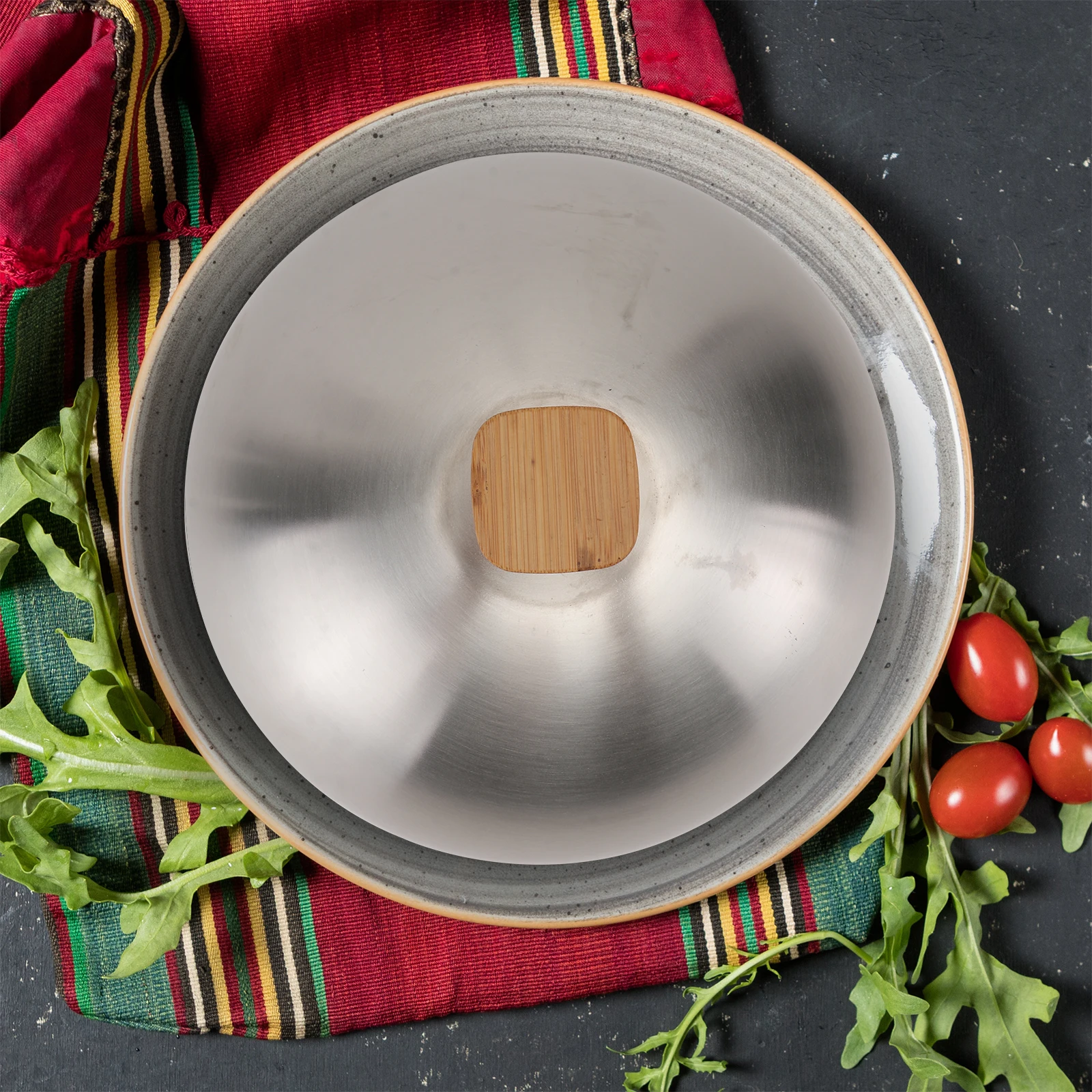 

1pc Stainless Steel Food Cover Round Shape Oilproof Dustproof Kitchen Supply Premium Material Protective Hood