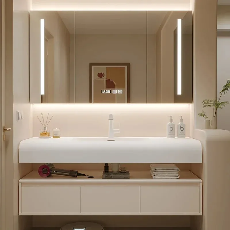 Luxury Bathroom Cabinet White Column Sink Narrow Furniture Sinks Filing Cabinets Floor Bathroom Storage Base Mdf Space Saving