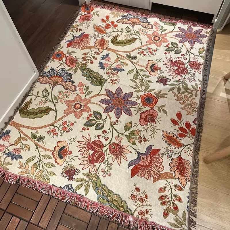 

Summer Floral Blanket For Bed Cover Knitted Sofa Throw Blanket Plaid Sofa Cover Camping Blankets Travel Outdoor Picnic Mat