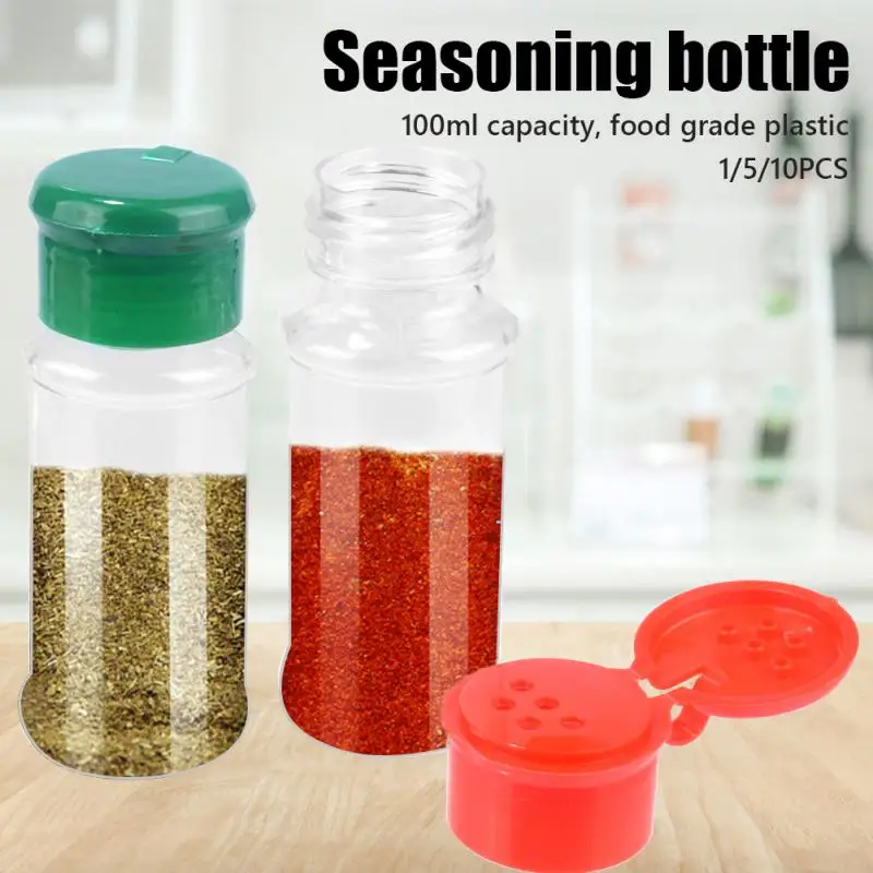 1pcs Portable Camping BBQ Condiment Vinegar Bottle Plastic Spice Salt Pepper Shakers Seasoning Jar Kitchen Cruet 100 Ml