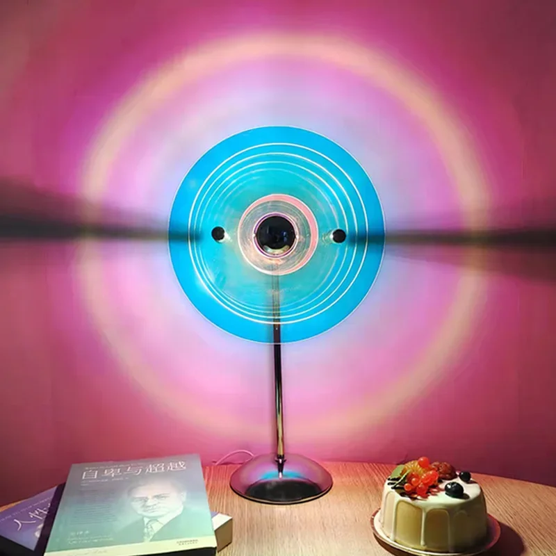 USB Sunset Projection Selfie Creative Tool Table Lamp LED Color Rainbow Lamp Room Bar Decoration Atmosphere Shooting Desk Lamp