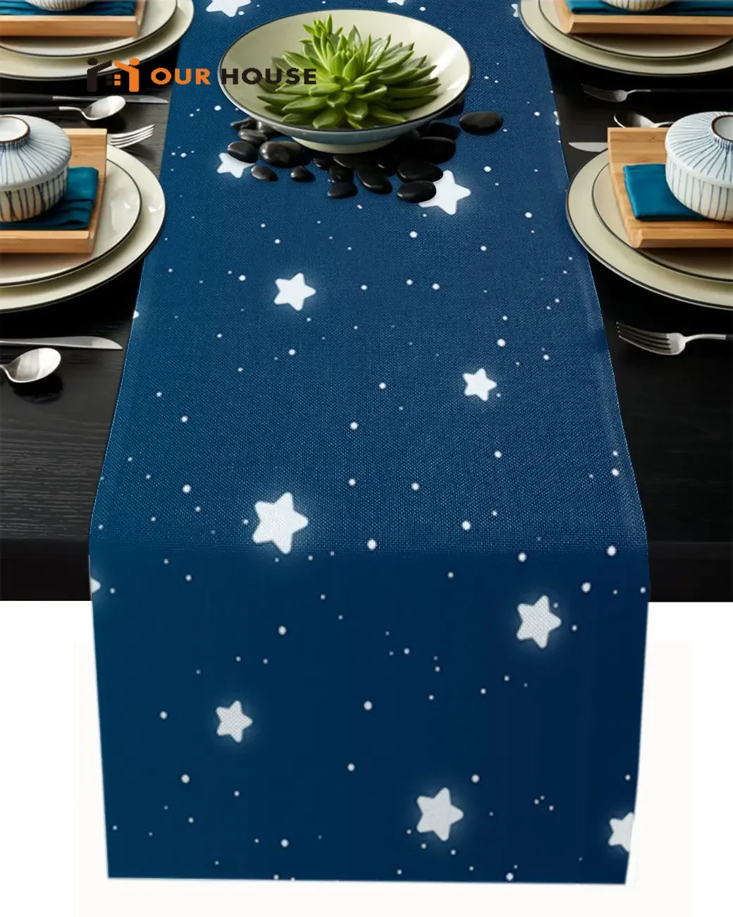 

Stars Blue Night Mats Table Runner for Coffee Home Kitchen Wedding Table Decoration Dining Table Non-slip Placement