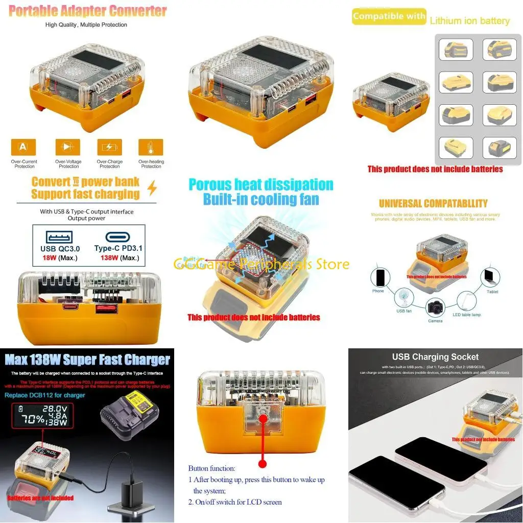 

U55B Advanced 140W Battery Adapter Functionality USB C Interfaces Real Time Monitoring System Efficiency Conversion
