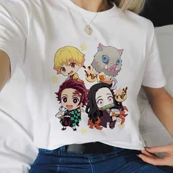 Demon Slayer Print T shirt Women Harajuku Aesthetic White Tops Tee Tshirt Japan Anime Ullzang Female TShirt summer black t-shirt