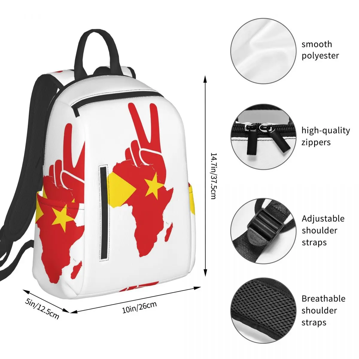 Tigray Peace Africa Proud Flag Ethiopian Tigray Backpack Student BookBag Children School Bag Laptop Shoulder Bags Men Women