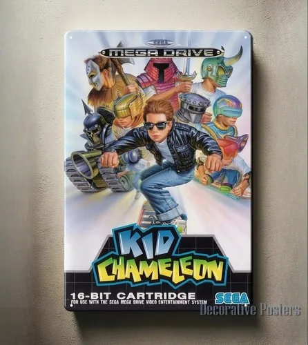 Póster Metálico Retro del Videojuego Kid Chameleon Mega Drive
