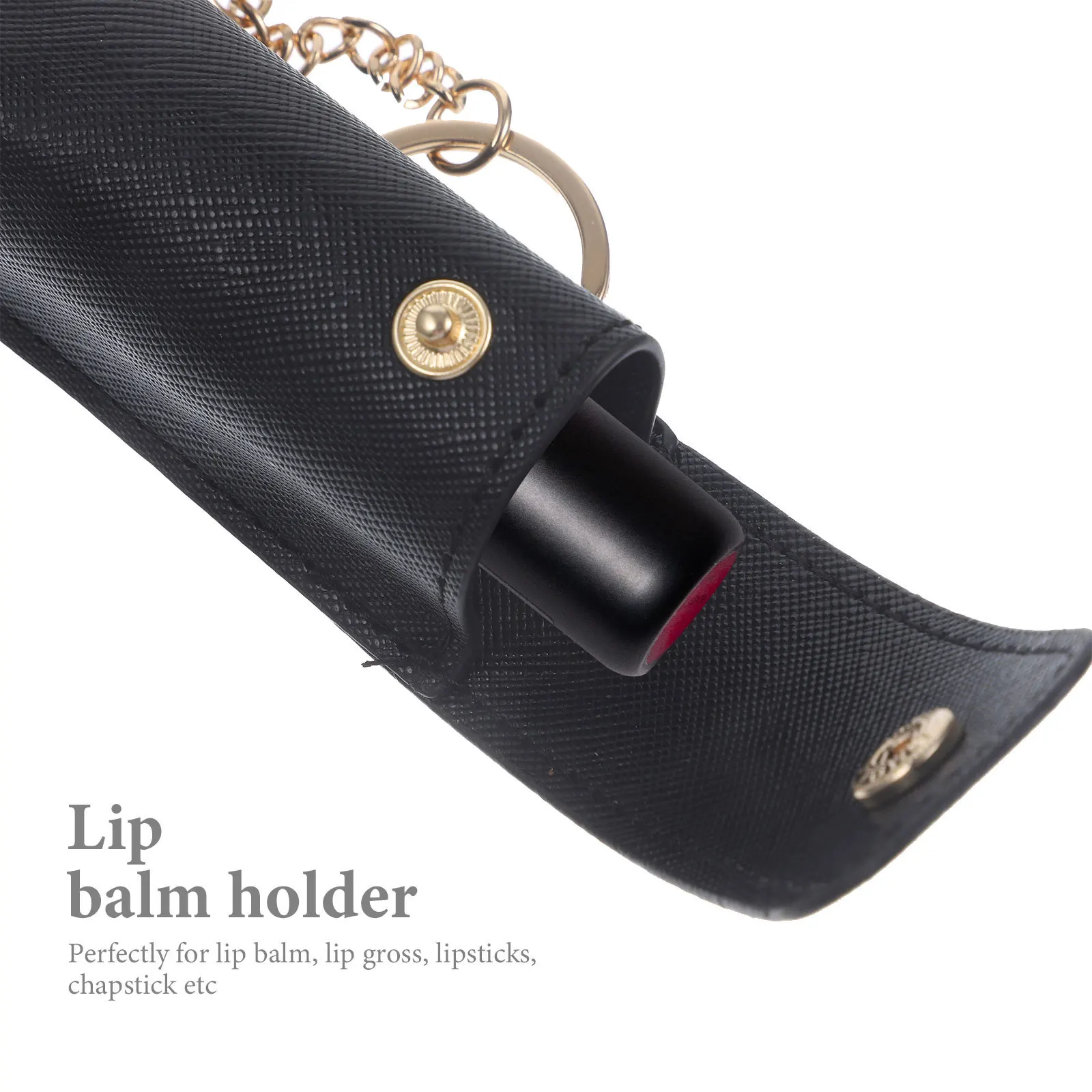 Porta portachiavi per rossetto da 2 pezzi Robusto clip per balsamo per labbra Custodia per organizer per donna Porta rossetto per donna nera