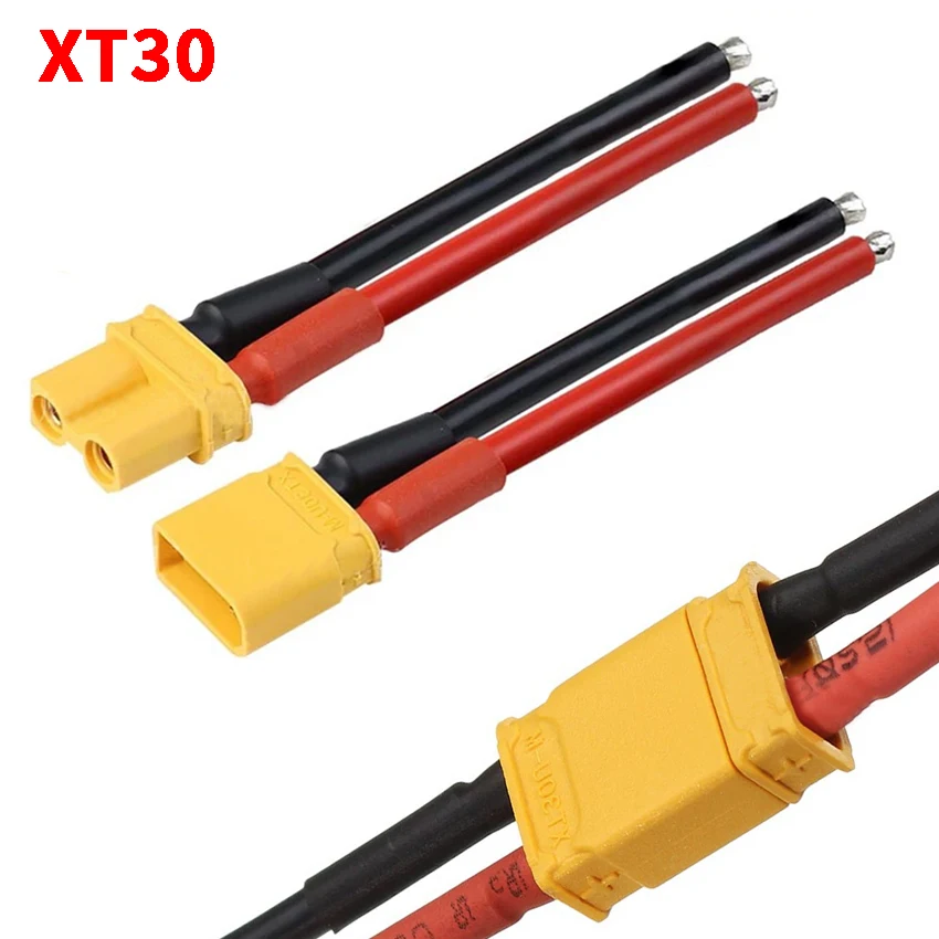 

XT30 Pigtail Plug Male and Female Connector with 100/150mm 16AWG Tinned Wire Cable for RC Fixed wing Lipo Battery FPV Drone char