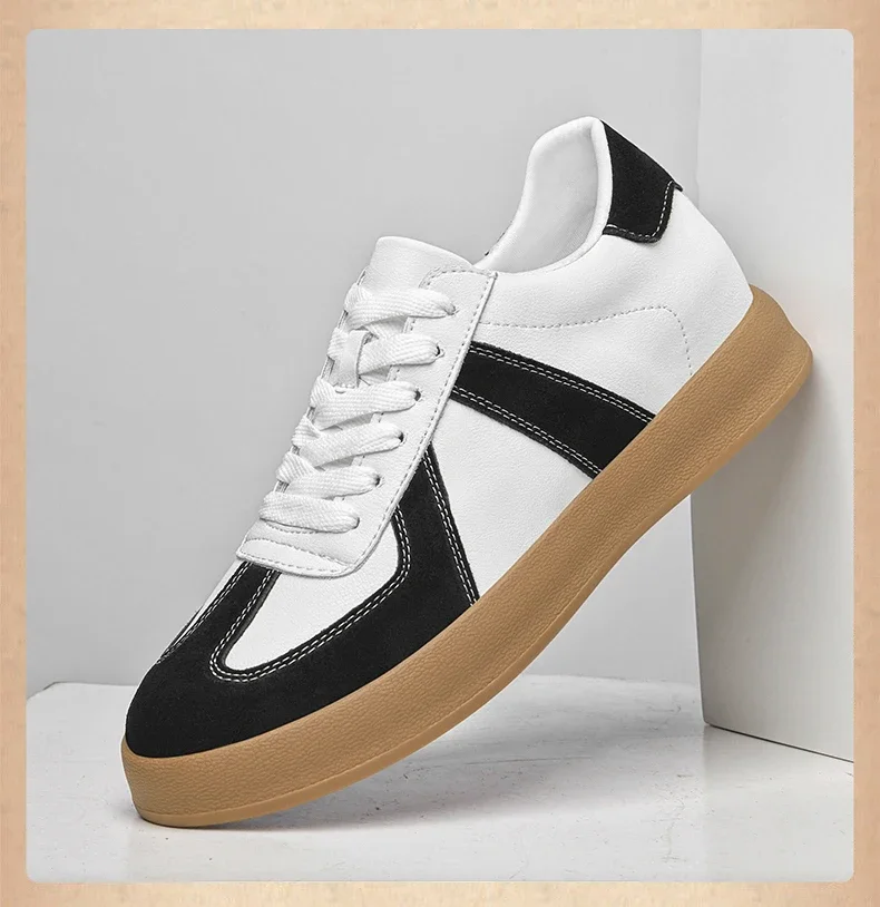 Men's Invisible Height Increasing Shoes 6/8cm German Training Shoes Breathable Genuine Leather Retro Casual Sports Shoes