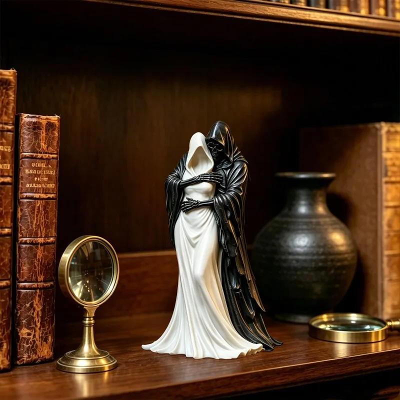 Creative Grim Reaper Embraces Statue Decorations, Collects Figurines, Home Shelves and Desk Decorations, Gothic Skull Sculptures