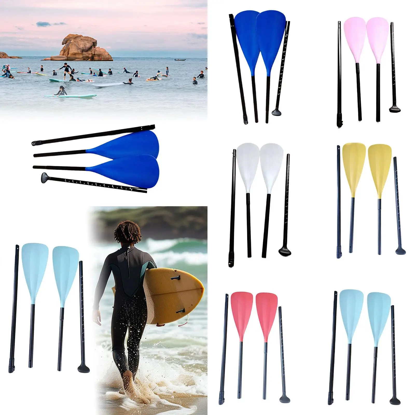 Kayak Paddle 4 Sections Boat Oar Paddle Board Paddle for Kayaking Surfboard Water Sports Rubber Boat Boating Accessories