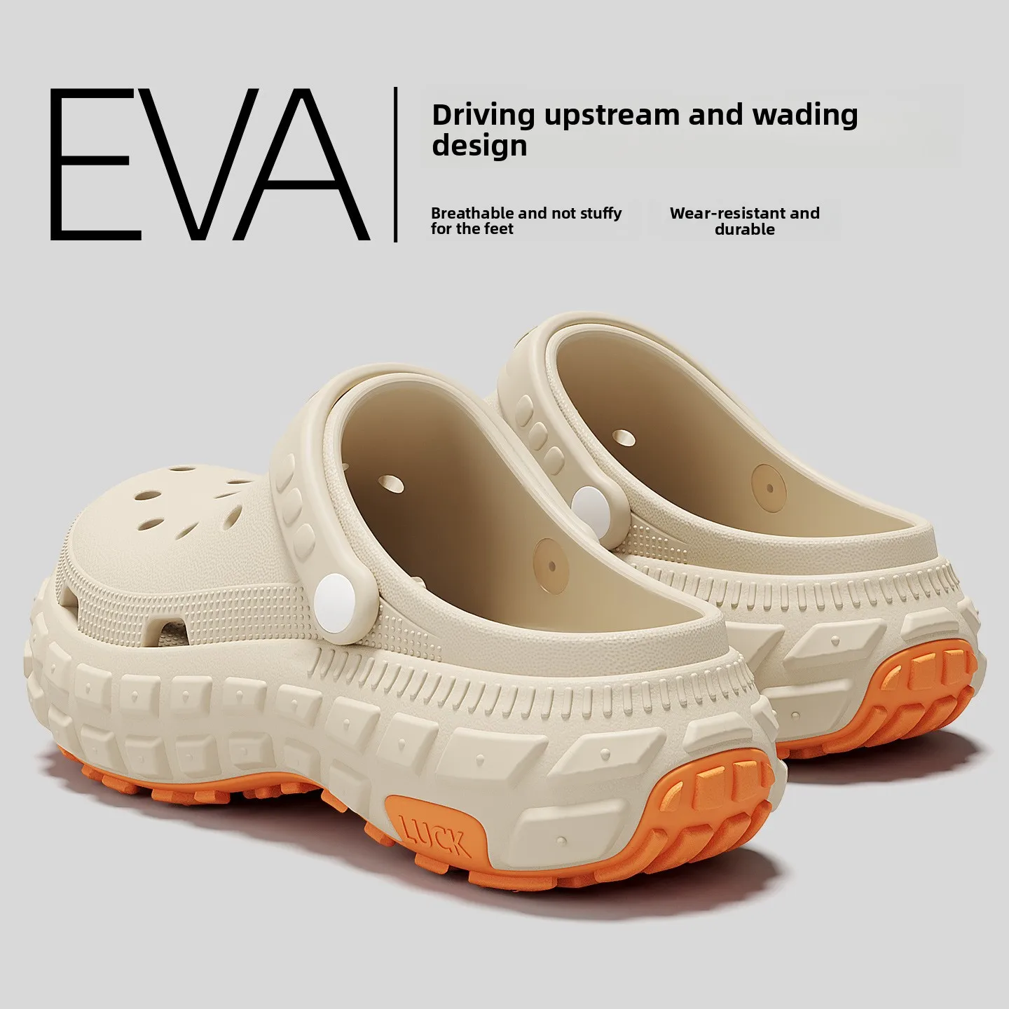 Non-slip hole shoes men's summer outer wear arch support thick bottom breathable bag head eva slippers men