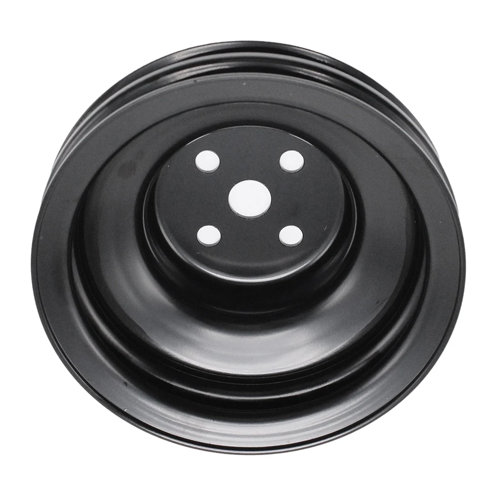 AEF2-Car Water Pump Pulley 2 Groove Black Steel For Ford Small Block 260 289 & 351W Motors From 1965-1969 8975BK