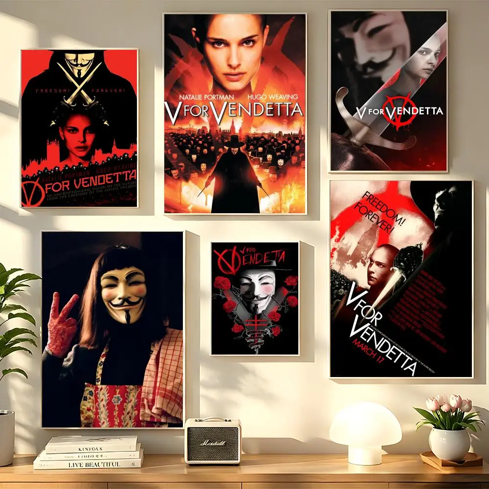 Classic Movie V for V-Vendetta Poster Decorative Wall Sticker Mural Photo Print for Bedroom Living Room Hallway Home Decor Gift