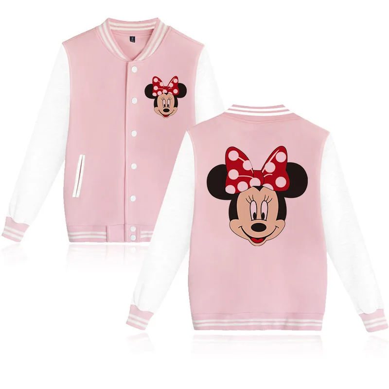 Veste de Baseball Dessin Animé Disney pour Enfant, Sweat à Capuche Minnie Mouse, Vêtement pour Fille et Garçon