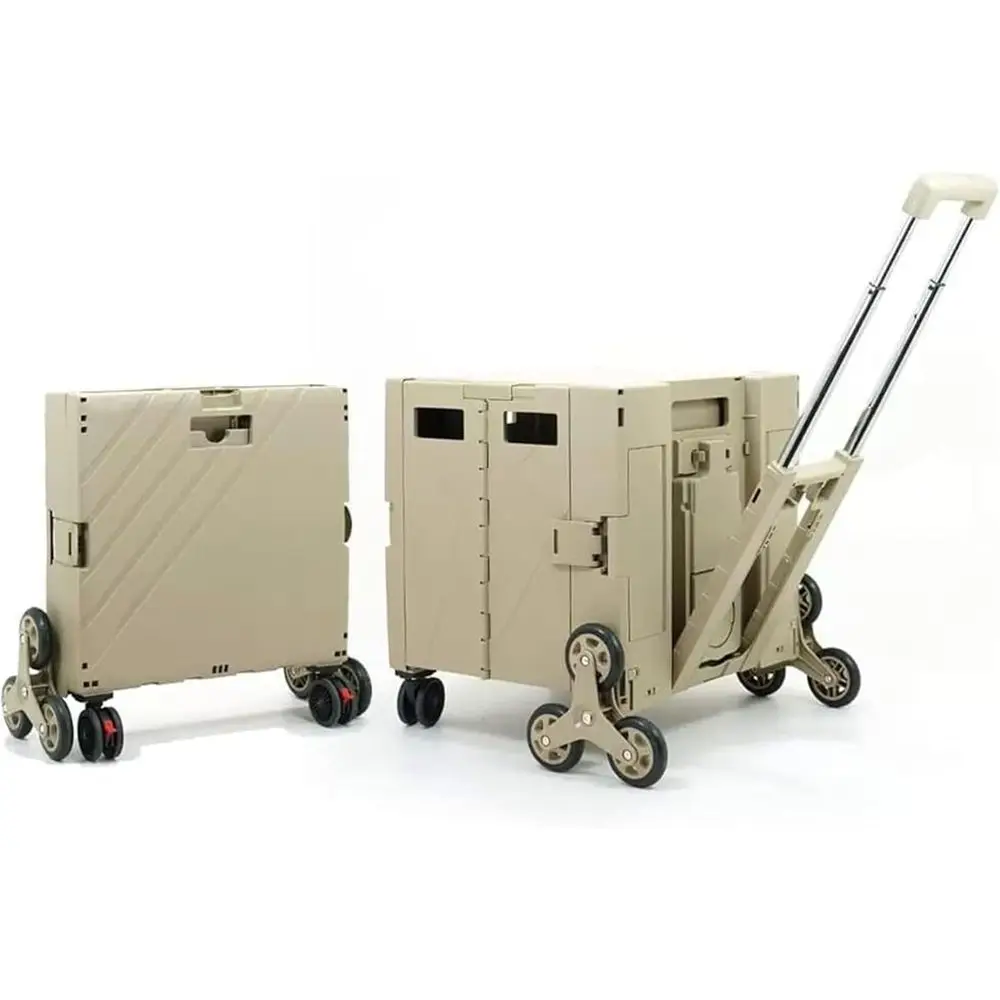 

8-колесная складная тележка для покупок, складная тележка с тормозом, подходит для супермаркетов и использования в качестве чемодана (коричневая)