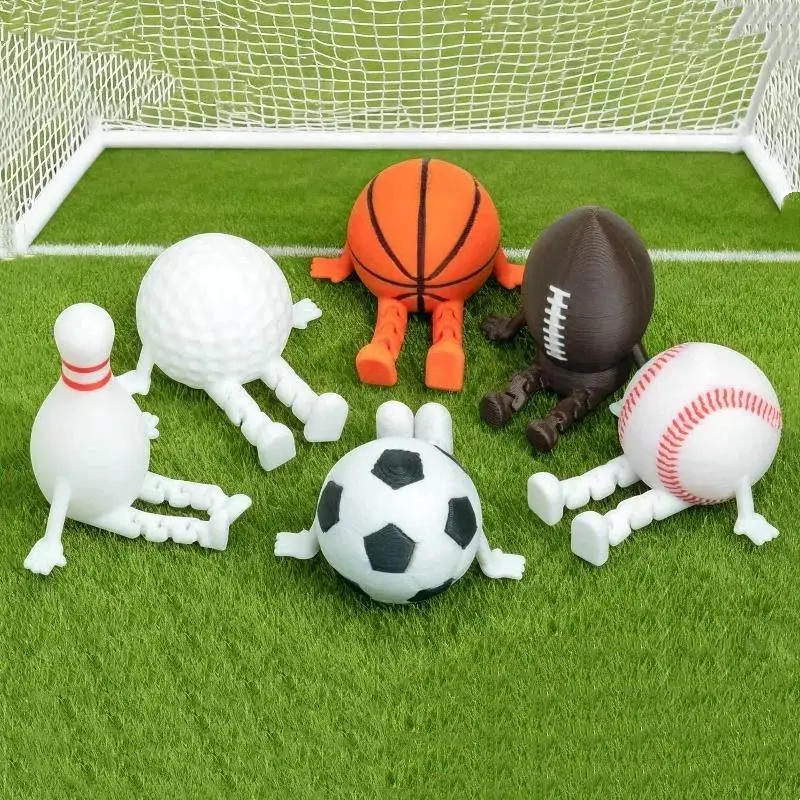 3D Printed Sports Ball Figurines With Flexible Movable Limbs And Eco Friendly PLA Material Perfect For Kids Gifts