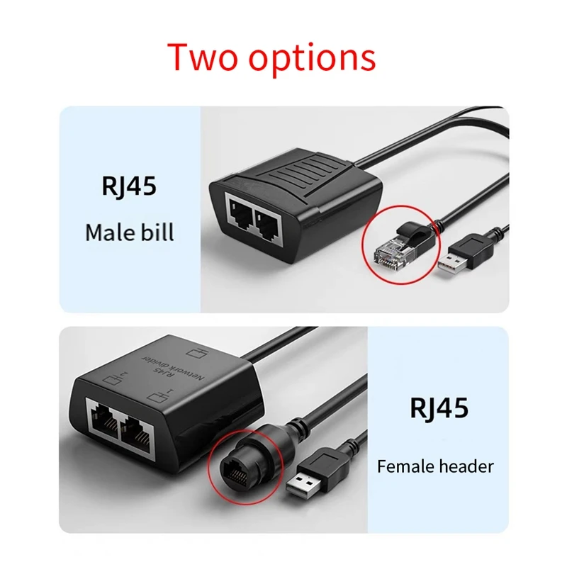 Répartiteur Ethernet RJ45 1 à 2 pour routeur d'ordinateur portable, adaptateur compatible Cat5 Catinspectés, prolongateur de câble réseau