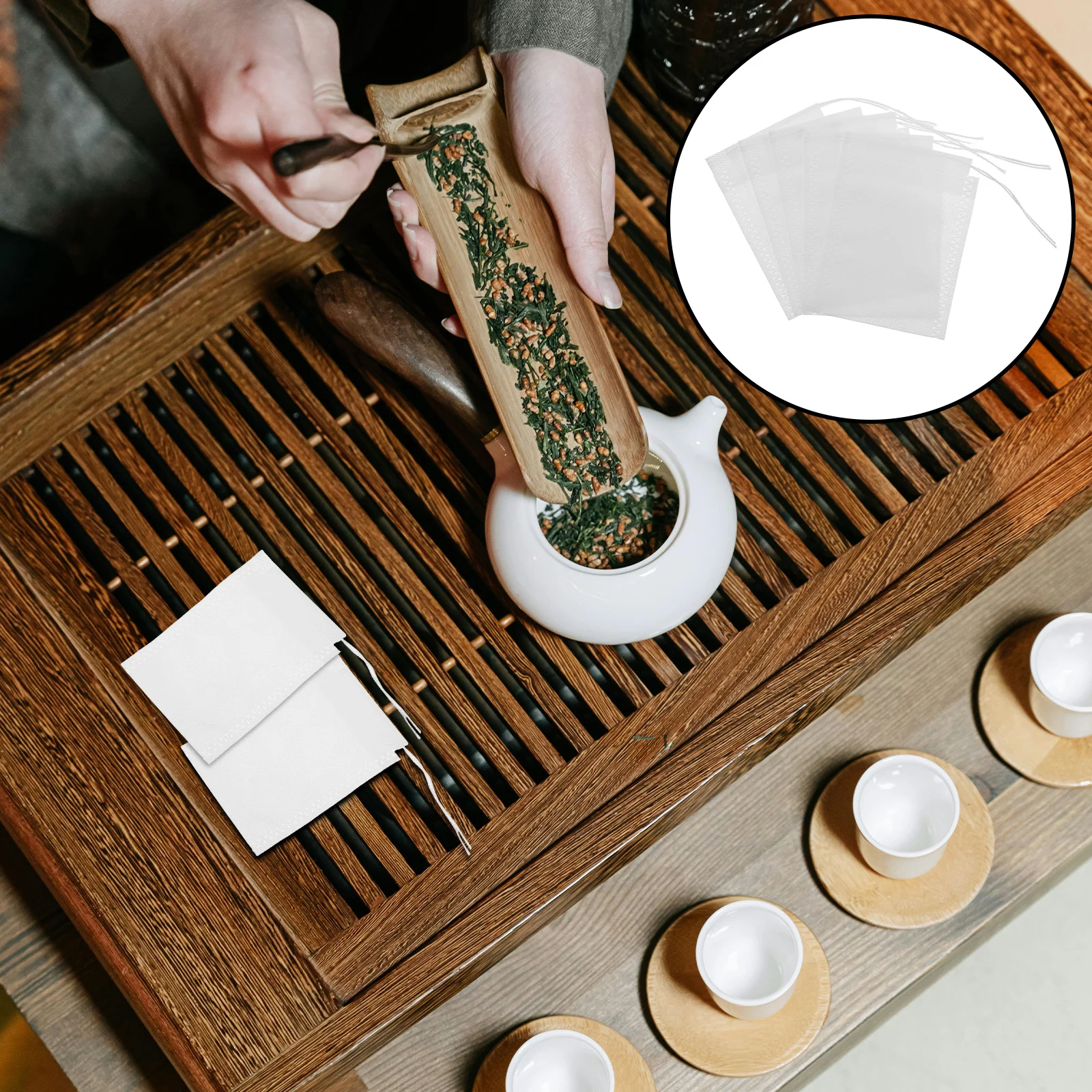 

100Pcs Tea Bath Bags Reusable Loose Leaf Drawstring Sealing Portable Easy to Use for Coffee Spice Storage Loose Tea Strainer