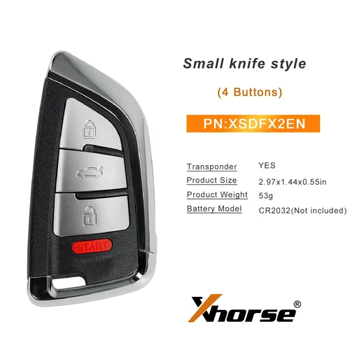 Imagen 2 del producto XHORSE XSDFX2EN estilo cuchillo pequeño 4 botones serie XS llave inteligente Universal versión en inglés 1/2/5 unids/lote