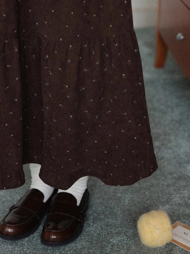 ALXNAN Vintage Spódnice w Grochy z Elastyczną Gumką w Pasie, Luźne Spódnice w Kształcie Litery A, Modne Spódnice Warstwowe, Kolekcja Jesień Zima 2025, Odzież Damska L59505