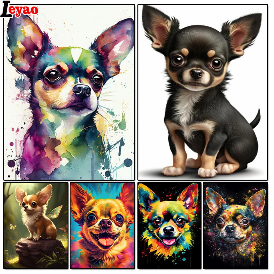 

5D DIY Diamond Painting Kit Dog Chihuahuas Full Square Round Embroidery Mosaic Jewelry Cross stitch Cute Pet Decor Gift