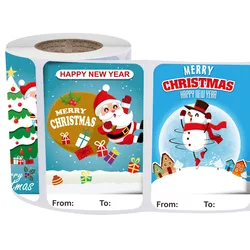 50pcs/pack Merry Christmas Stickers Adhesive Decorative Labels for Christmas Gift Wrapping Holiday Party Favors