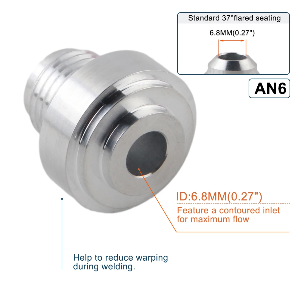 Top Quality Aluminum AN6-AN Straight Male Weld Fitting Adapter Weld Bung Nitrous Hose Fitting Silver  JT1506