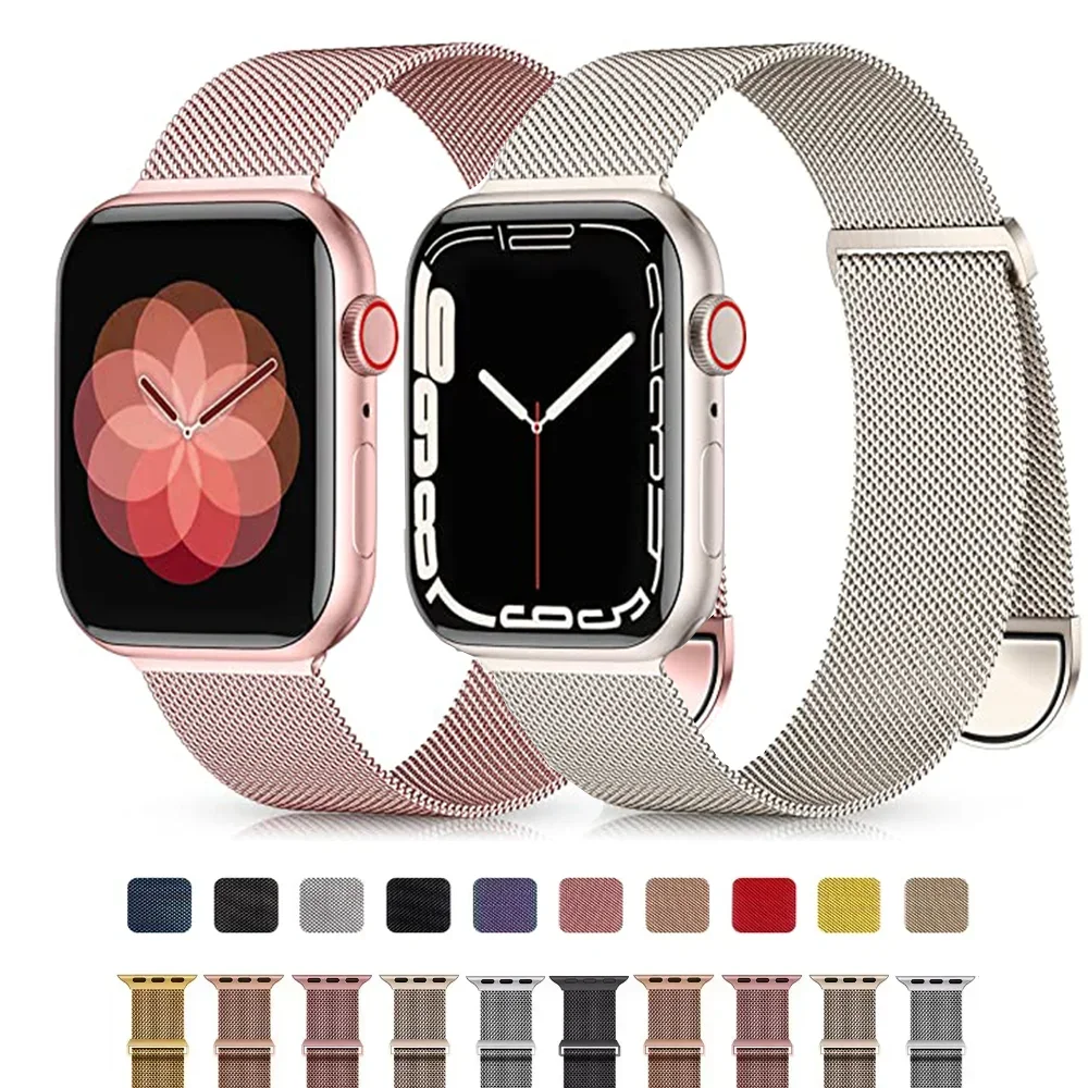 Correa de reloj para apple Watch, pulsera Milanesa De 44mm, 40mm, 45mm, 41mm, 38mm, 42mm, 44mm, iwatch ultra/2, 49mm, series 9, 8, 7, 6, SE, 5, 4, 3
