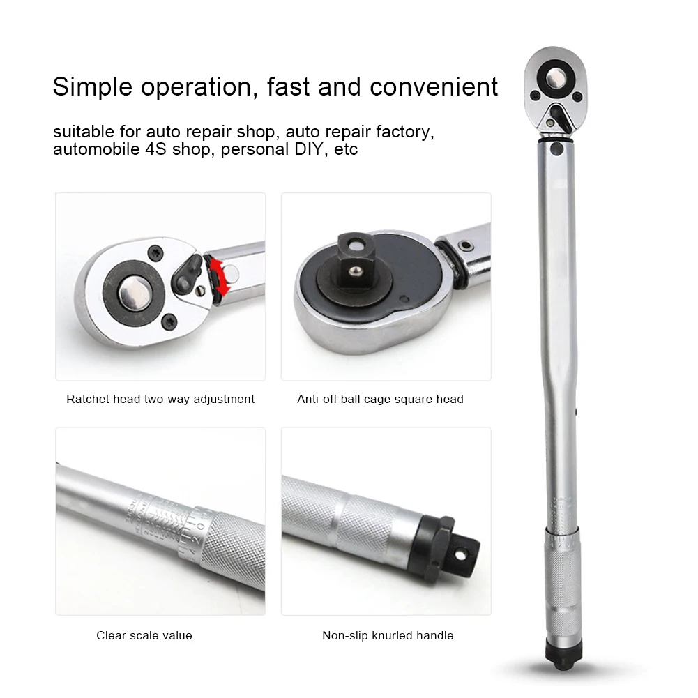 

Динамометрический ключ 1/2 дюйма, 28‐210 Нм, высокоточный быстроразъемный 2-ходовой торсионный гаечный ключ с храповым механизмом и предустановленной настройкой