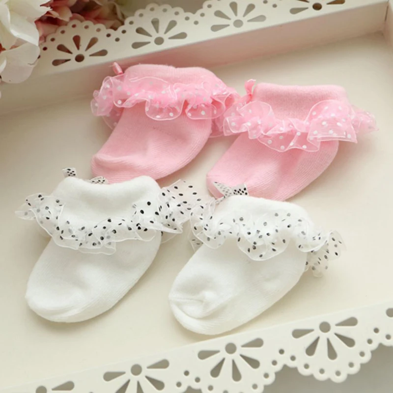 Newborn Baby Socks For Girls Cotton Lace Infant Girls Sock Spring Princess Bow Toddler Baby Girls Socks 0-6M