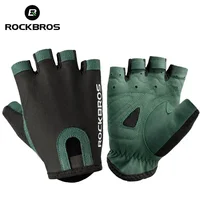 ROCKBROS-guantes para bicicleta de montaña, resistentes al desgaste, de microfibra, para entrenamiento de gimnasia, sin dedos, medio dedo, equipo de ciclismo