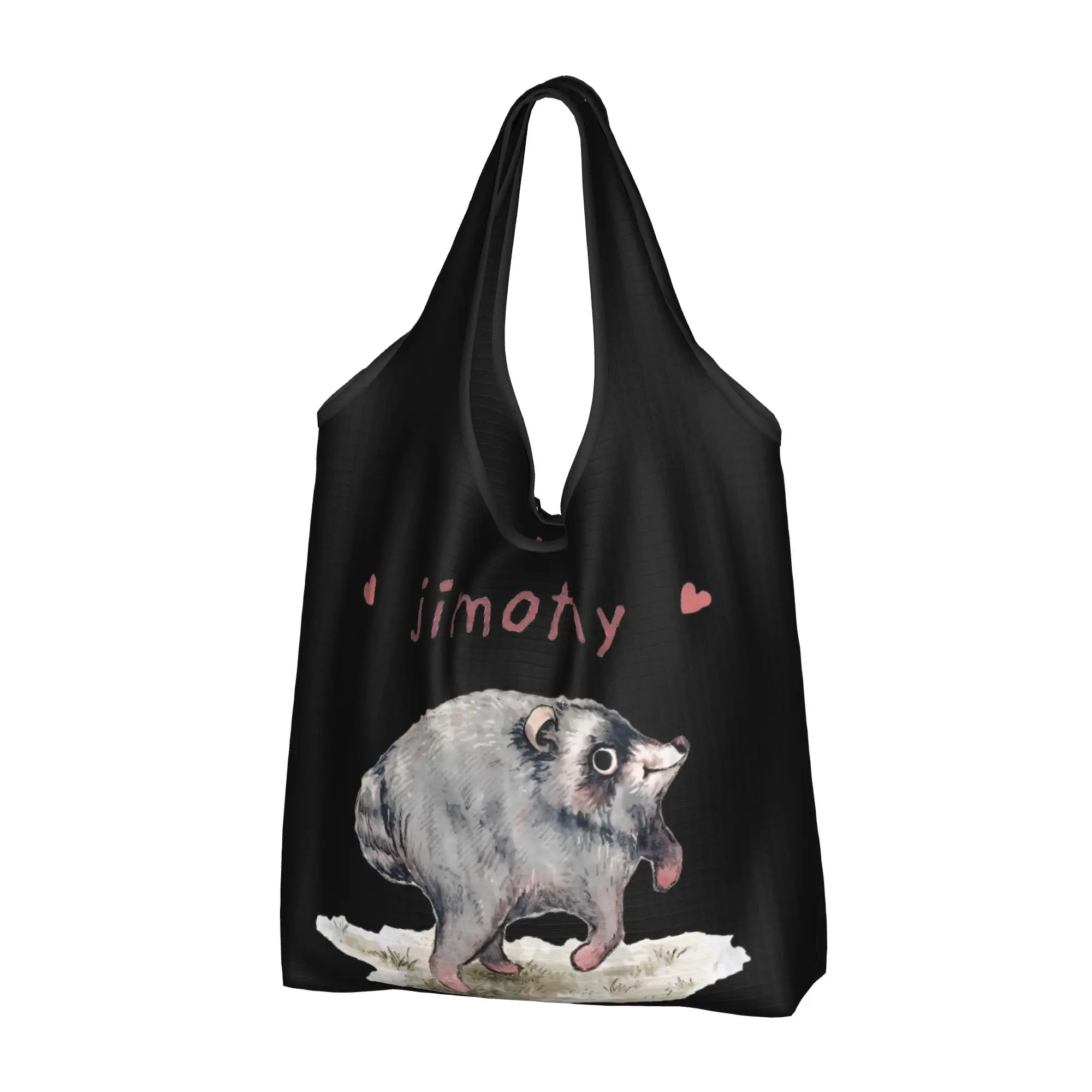 Jimothy Raccoon Groceries Shopping Tote Bags Women Custom Spirit Animal Shopper Shoulder Bags Large Capacity Handbags