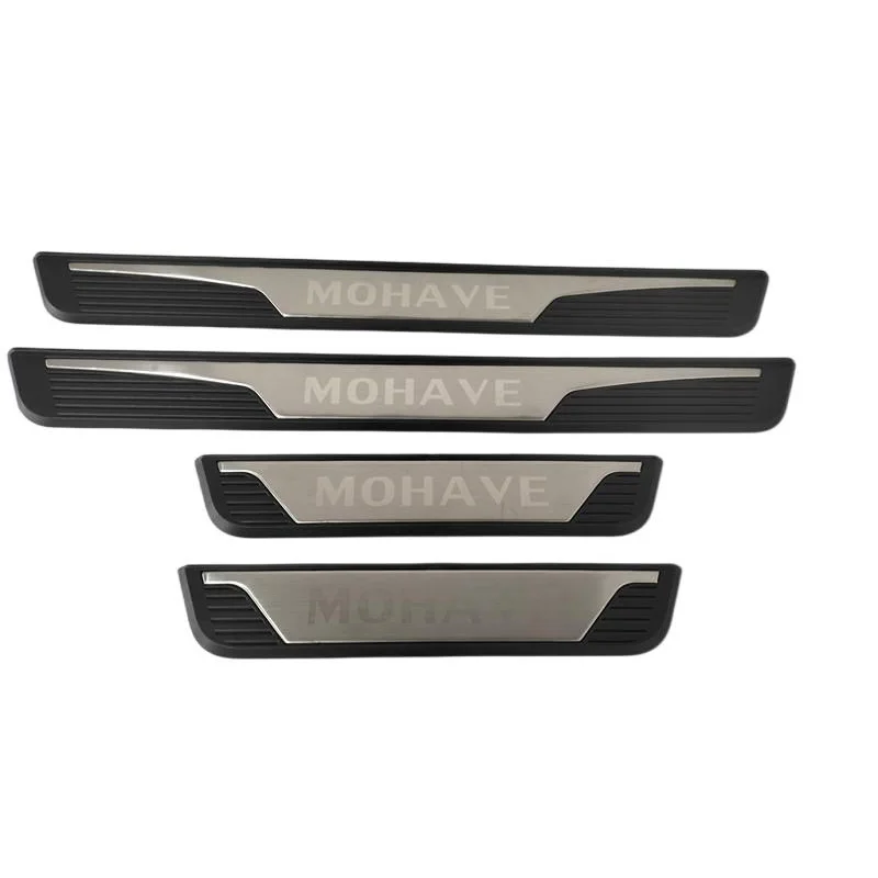 4PCS Plastic Stainless Steel For 2008-2019 KIA Mohave Car Accessories Auto Door Sill Pedal Welcome Scuff Plate Cover